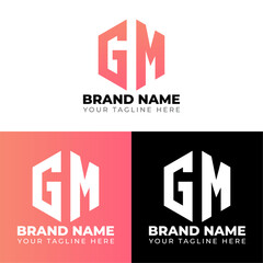 G M Double Letters Polygon Logo, Two letters G M logo design, Minimalist creative vector logo design template