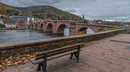 View on the Karl Theodor Bridge (German: Karl-Theodor-Brücke) and the old gate in the german city...
