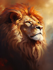 Naklejka premium Lion king isolated on black , Portrait Wildlife animal