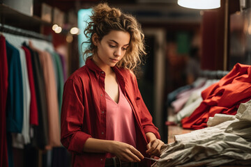 Cropped shot of a young woman working in a clothing store