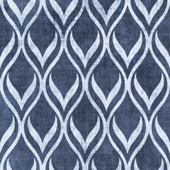 Fabric seamless texture with indigo moroccan pattern, grunge background, boho style pattern, ethnic, 3d illustration - 673048872