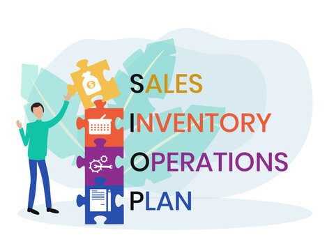 SIOP - Sales Inventory Operations Plan acronym. business concept background. vector illustration concept with keywords and icons. lettering illustration with icons for web banner, flyer