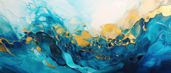 Fototapeta na wymiar Abstract Acrylic Paint Ink Wave - Peacock Blue