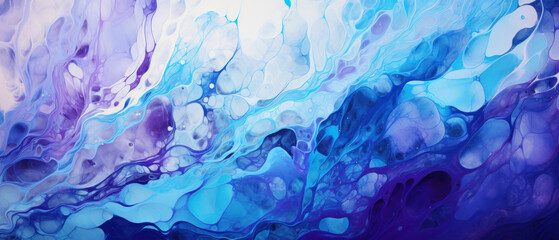 Fototapeta na wymiar Abstract Marbled Acrylic Paint Ink Wave in Indigo and Violet