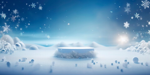elegant winter podium event background with minimalist design