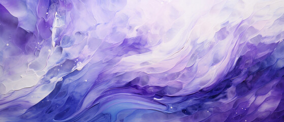 Abstract Marbled Acrylic Paint Ink Wave in Amethyst and Ivory