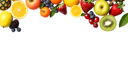 mix fruits frame isolated on transparent background cutout