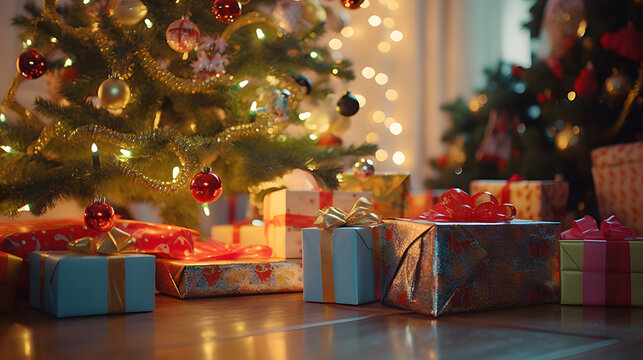 Photo of gifts under the Christmas tree