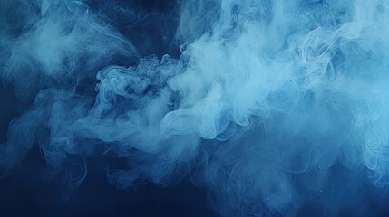 blue smoke on black background, Panoramic view of the abstract blue fog