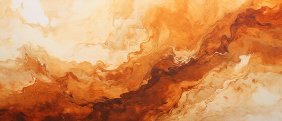 Abstract Marbled Acrylic Paint Ink Wave - Coffee Brown