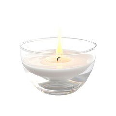 white candle with flame , isolated on white background cutout