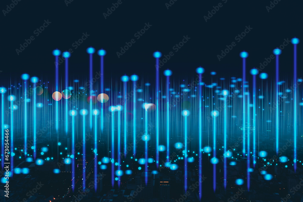 Poster smart city and digital transformation.big data connection technology. telecommunication and communic