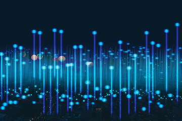 Smart city and digital transformation.Big data connection technology. Telecommunication and communication network concept.