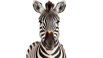 zebra face shot isolated on transparent background cutout  - obrazy, fototapety, plakaty