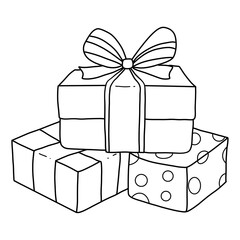 Outline gift box with ribbon