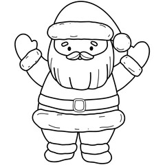 Outline cartoon of santa claus