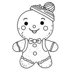 Outline Cute Christmas Gingerbread