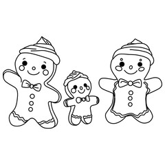 Outline Cute Christmas Gingerbread