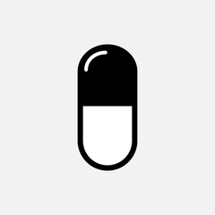 Capsule Icon. Drug Symbol. Cure Sign . Medical Element. Logo Component - Vector.