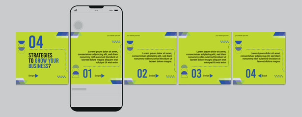 Set of Linkedin Carousel Post, editable social media Instagram carousel post, modern and creative business carousel post template, eps 10.