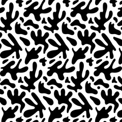 Abstract plant leaf art seamless pattern with colorful freehand doodle collage. Organic leaves cartoon background, simple nature shapes in vintage pastel colors.