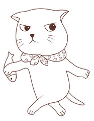 Cat line art vector for logo design