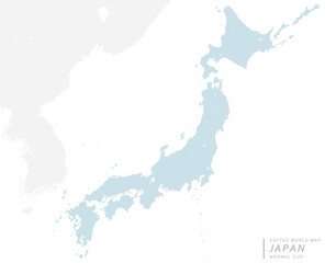 近隣諸国を含む、日本列島の青いドットマップ。　中サイズ。