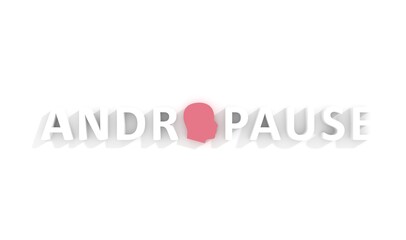Andropause theme typography graphic work. Male head silhouette. 3D render