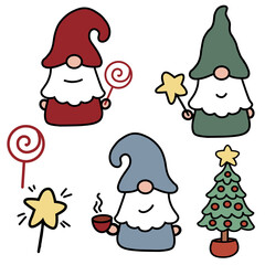 Hand drawn of funny gnomes