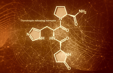 TRH or Thyrotropin releasing hormone chemical formula. Chemical molecular structure.
