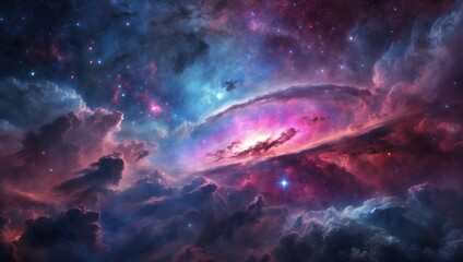 Cosmic Beauty: Mesmerizing Nebula in a Vivid Space Galaxy. Generative AI.