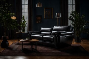 Dark Sofa and Recliner in Scandinavian Design