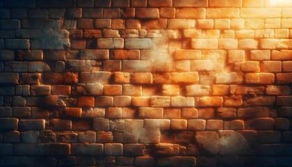 Old cracked brick wall background with, textured wall banner, grungy template