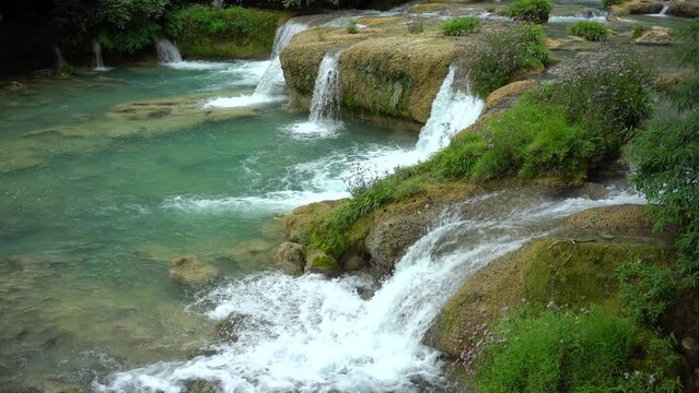 4K Guizhou Libo Xiaokong 68 Waterfall and Stream Natural Landscape