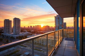 City Living at Sunset, Condominium Overlooking Urban Skyline