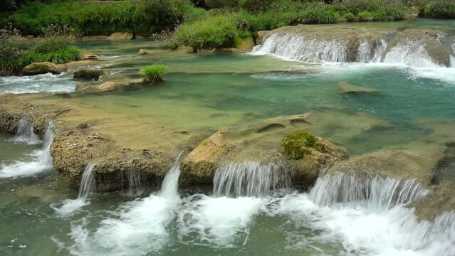 4K Guizhou Libo Xiaokong 68 Waterfall and Stream Natural Landscape