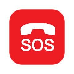 sos call icon phone, vector sos call help on phone sign	
