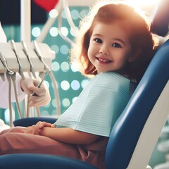 little girl at the dentist with a big smile