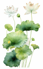Lotus on white background,created with Generative AI tecnology.