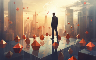 Business success concept illustration,created with Generative AI tecnology.