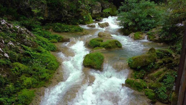 4K Guizhou Libo Xiaokong 68 Waterfall and Stream Natural Landscape