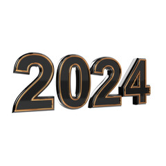 Happy new Year 2024 on transparent background