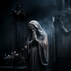 żałobny pomnik Maryi. AI Generative - obrazy, fototapety, plakaty