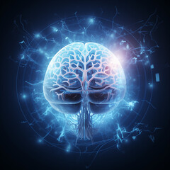 Ludzki mózg w prześwietleniu. Ai generative - obrazy, fototapety, plakaty