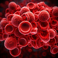 Krwinki czerwone, eryteocyt pod mikroskopem. Ai Generative - obrazy, fototapety, plakaty