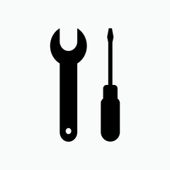 Wrench and Screwdriver Icon. Repair, Setting. Mechanics, Maintenance Symbol for Design, Presentation, Website or Apps Elements  – Vector.       