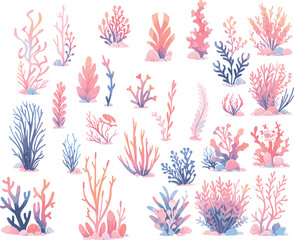 Collection cartoon-shaped coral