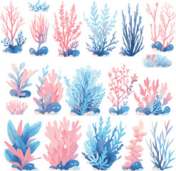 Fototapeta na wymiar Collection cartoon-shaped coral