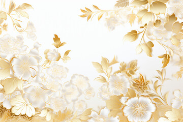 Fototapeta na wymiar 白背景に金色の花模様