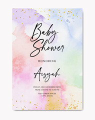 baby shower pastel rainbow watercolor template background
